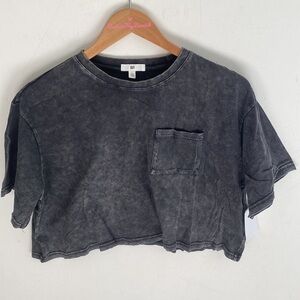 BP. Cropped Washed Short-sleeve Crewneck Tee, Black, Size L, NWT‎